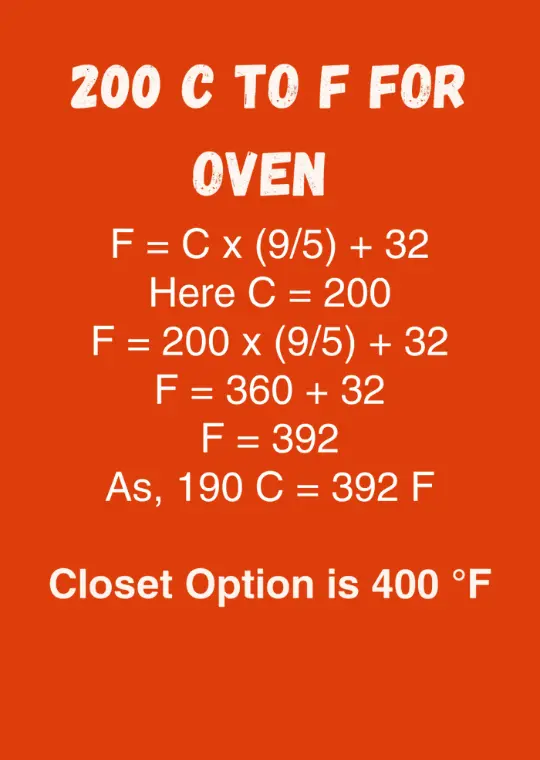 200 C TO F FOR OVEN