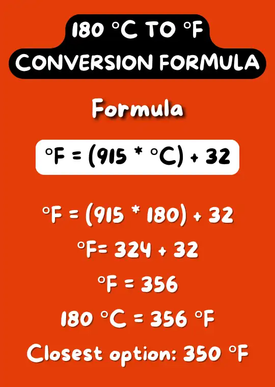 180 °C TO °F
CONVERSION FORMULA